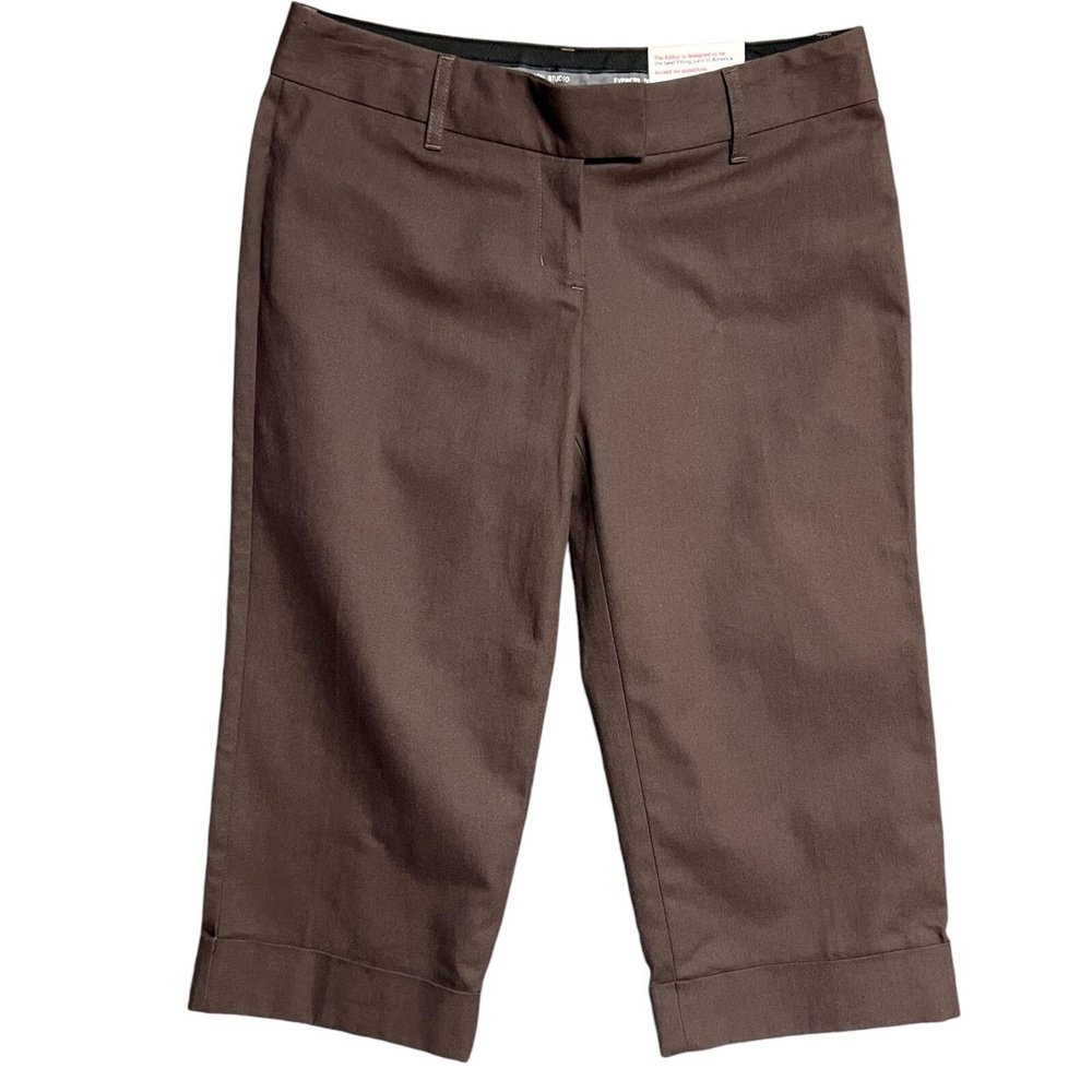 Express Design Studio Cropped Pants Size 0 Brown Editor Straight Cuffed Workwear